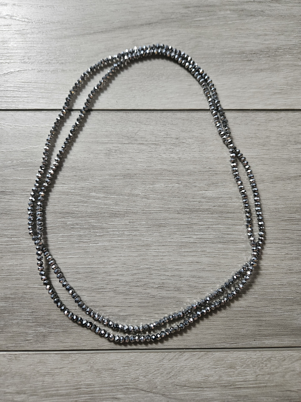 Silver Faceted Bead Double-Strand Necklace